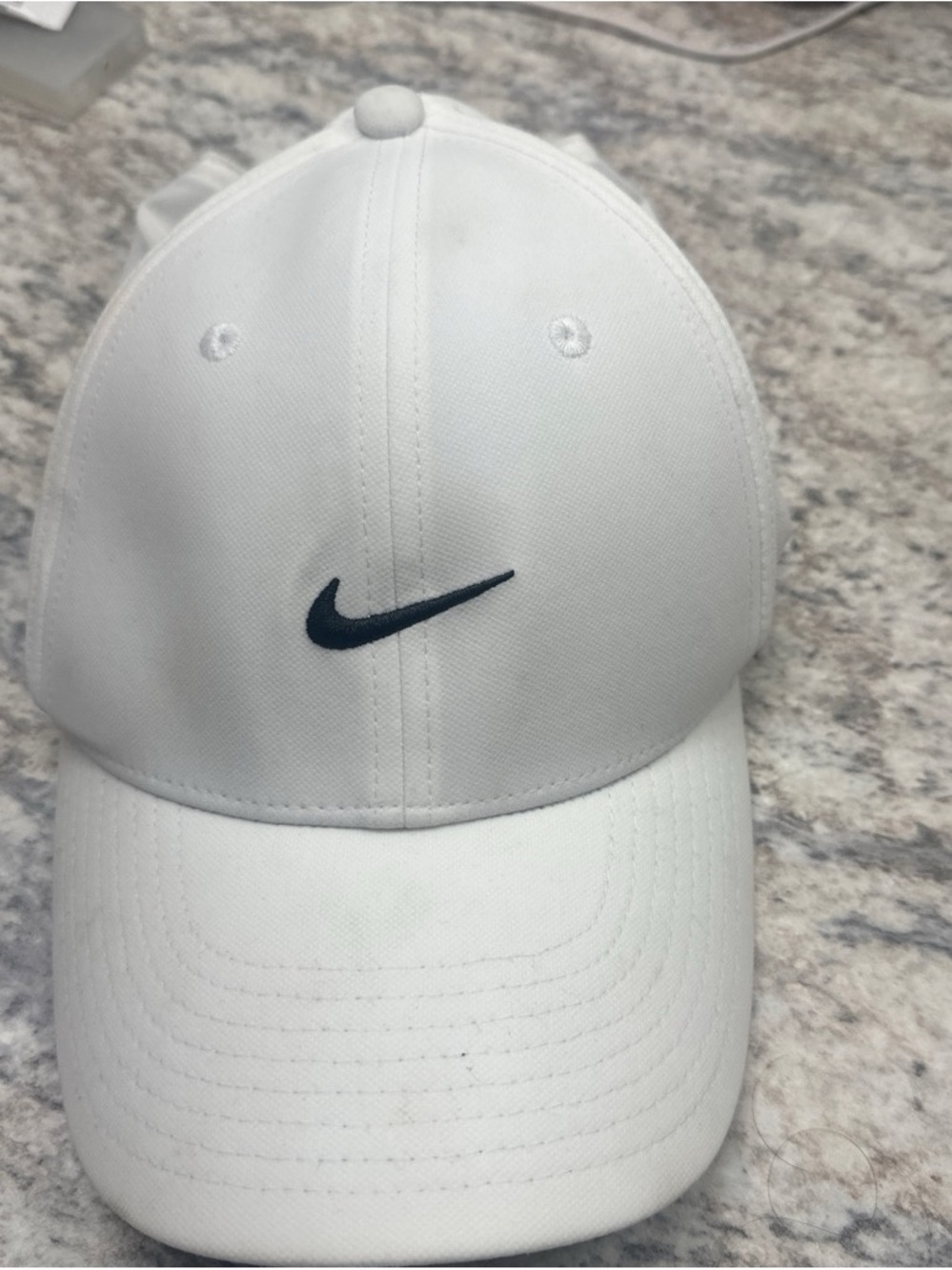 Nike White Baseball Cap with Navy Swoosh